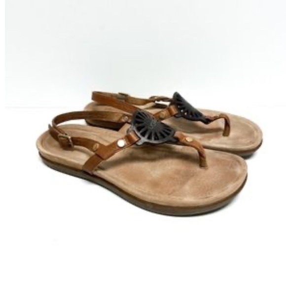 UGG Australia Shoes - UGG Australia Women Leather Slingback Thong Sandals Brown 1007095 Size 8.5